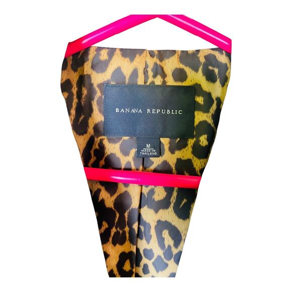 Banana Republic Womens Business Pea Coat Jacket Lined Leopard Black Medium - Picture 3 of 9